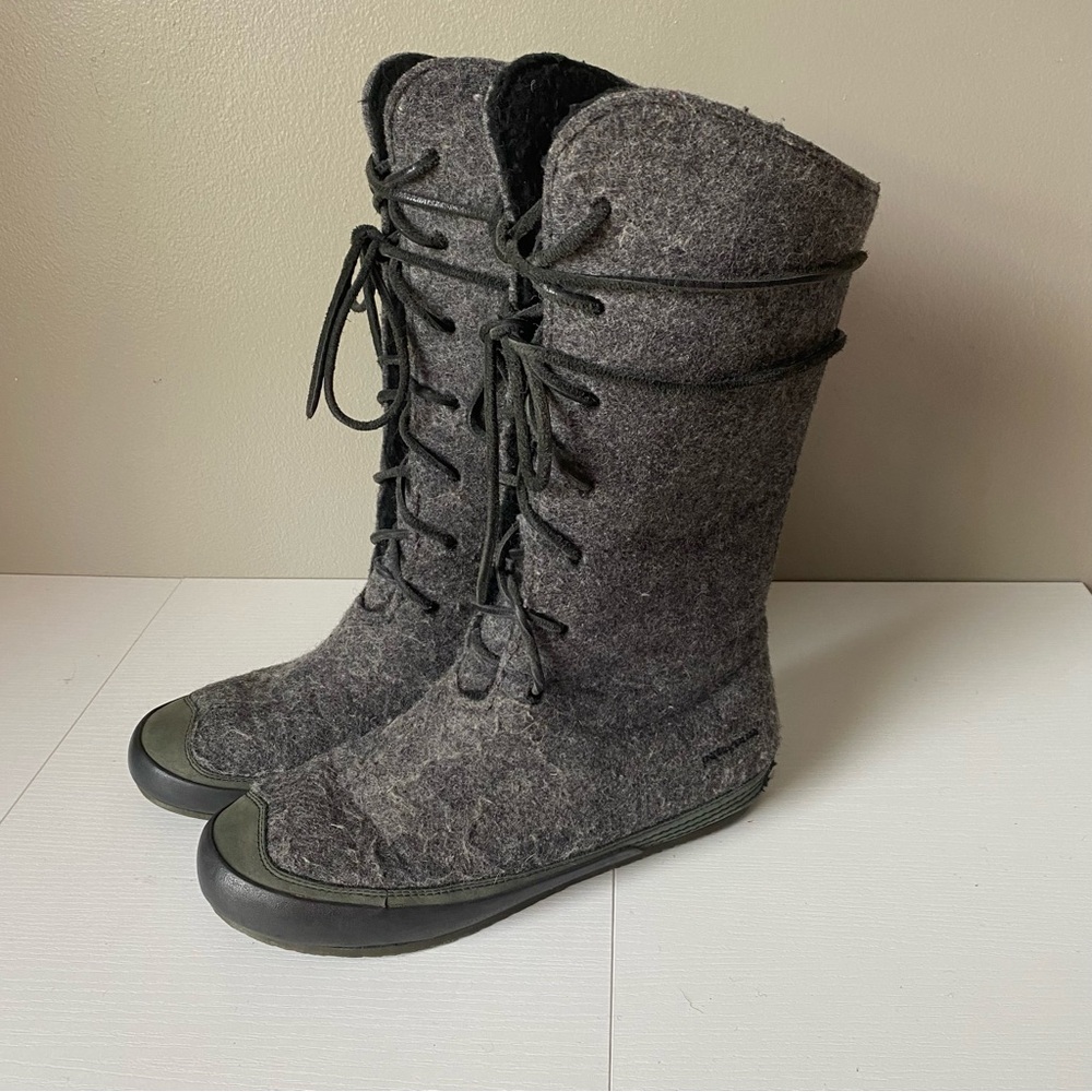 Patagonia Arnoux Gray Lace-Up Wool Tall Winter Boots Women’s 8.5